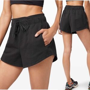 Lululemon inner glow Terry Short Black Athletic Lounge Size 4 Womens Pockets‎